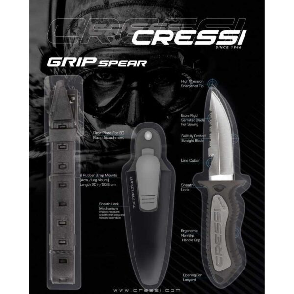 Cressi Grip Spear Knife for Spearfishing and Diving