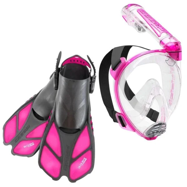Cressi Duke Full Face Adult Dry Snorkeling Mask Set