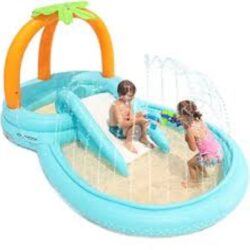 Kiddie Pool, Evajoy Inflatable Play Center Kids Pool with Slide, Water Sprayers Thickened Wear-Resistant