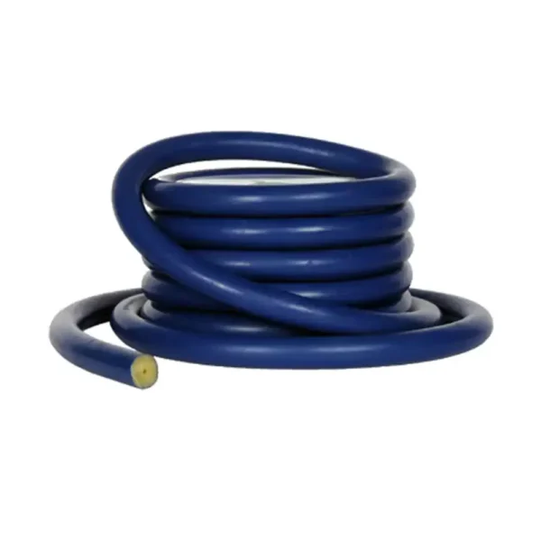 A blue Cressi Speargun Rubber with a yellow end, suitable for use as a Latex Rubber Tubing or Speargun Band.