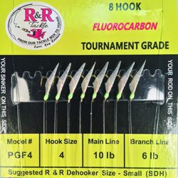 R&R Tackle 8 Strong Hooks Flurocarbon Bait Rig/Artificial Bait/Fishing Lure