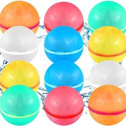 SOPPYCID 12 Pcs Reusable Water Balloons, Pool Beach water Toys for Boys and Girls, Outdoor Summer Toys for Kids Ages 3-12, Magnetic Water Ball for Outdoor Activities