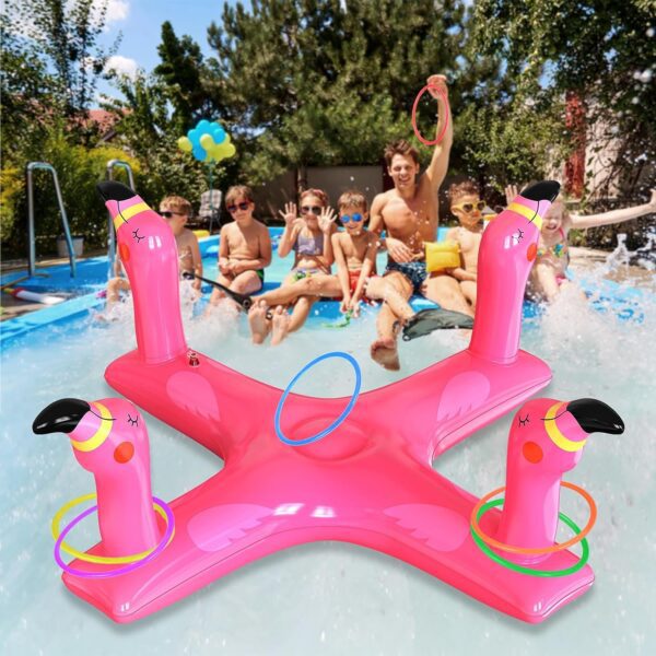 Inflatable Pool Ring Toss Games with 6 Rings - Pool Toys