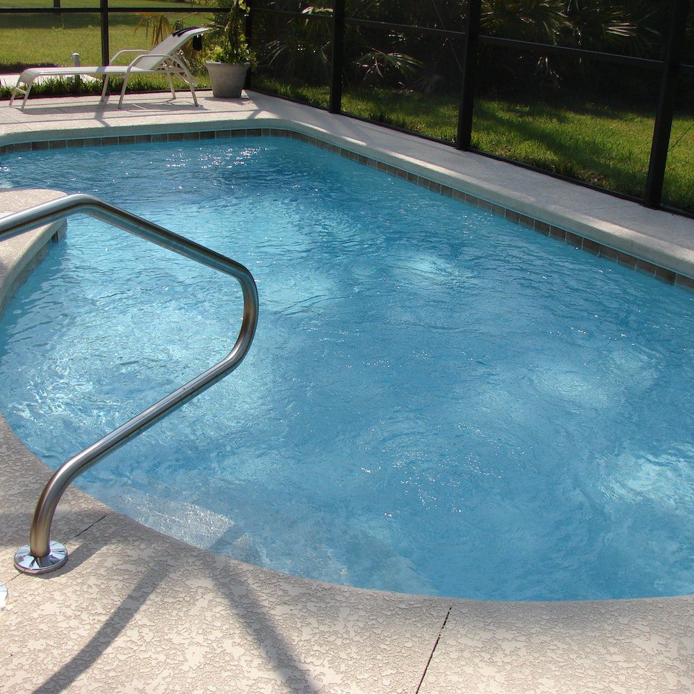 A view at the swimming pool on a bright sunny day