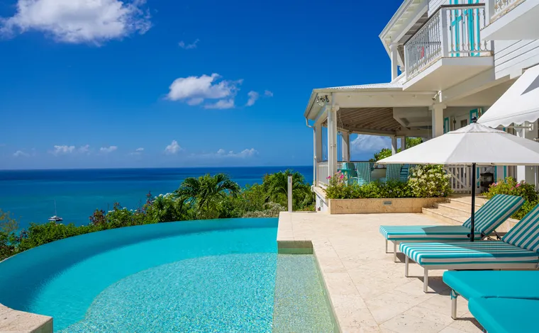 A view at the swimming pool on a bright sunny day