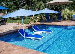 A view at the swimming pool on a bright sunny day